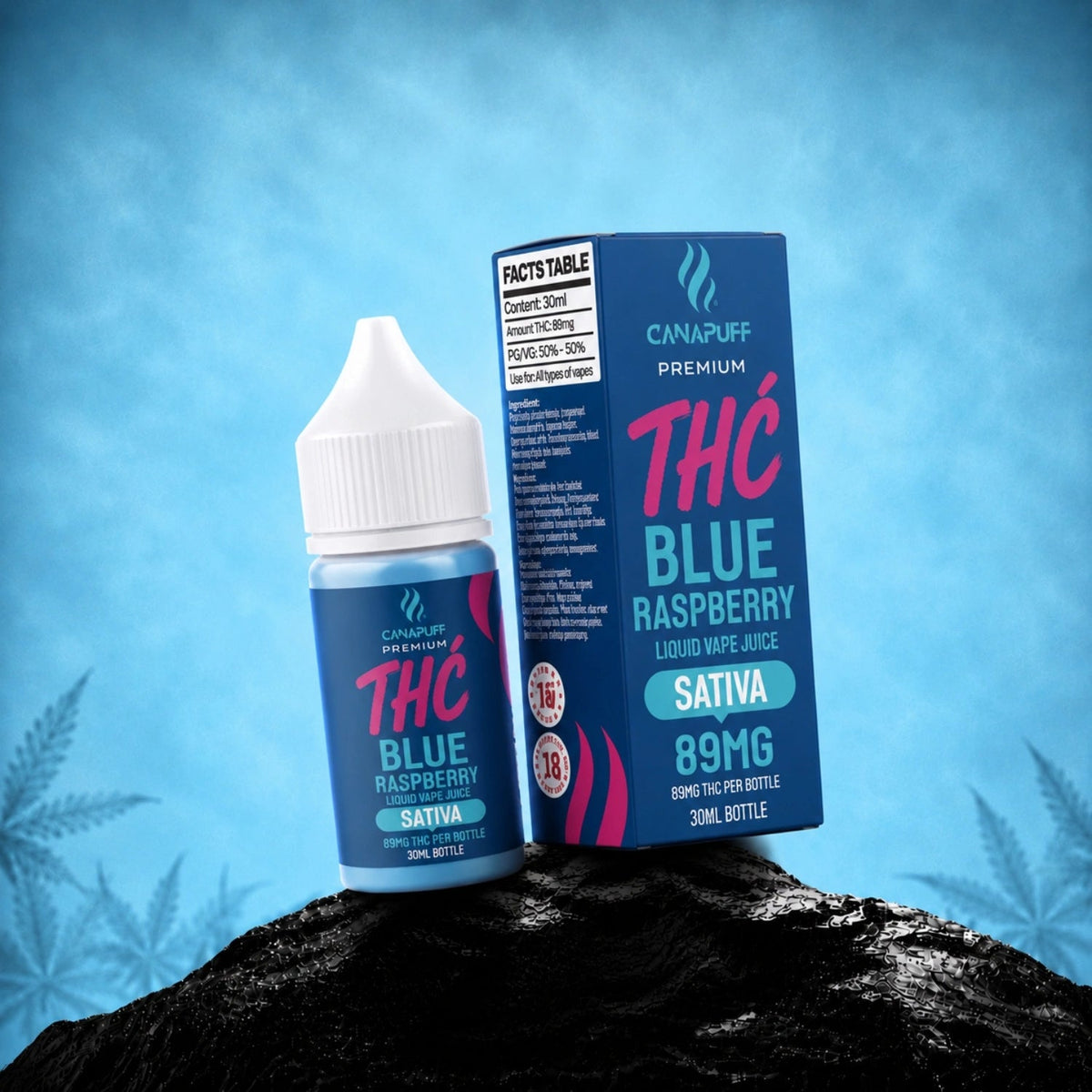 Canapuff THC Liquid Blue Raspberry 89 mg 30 ml Flasche
