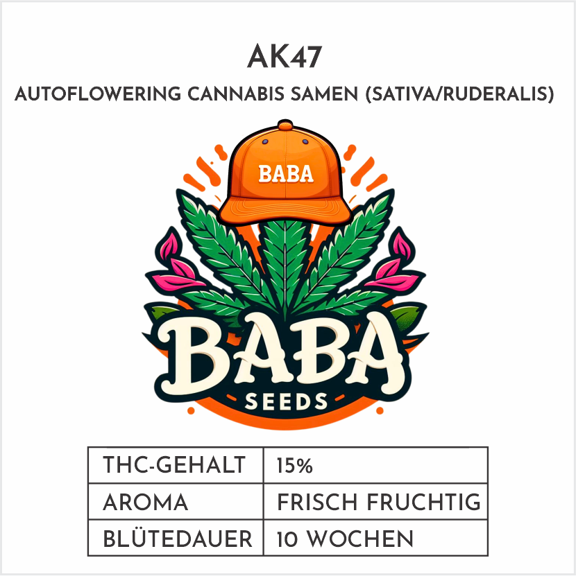 Baba Seeds AK47 Autoflowering Cannabissamen Label