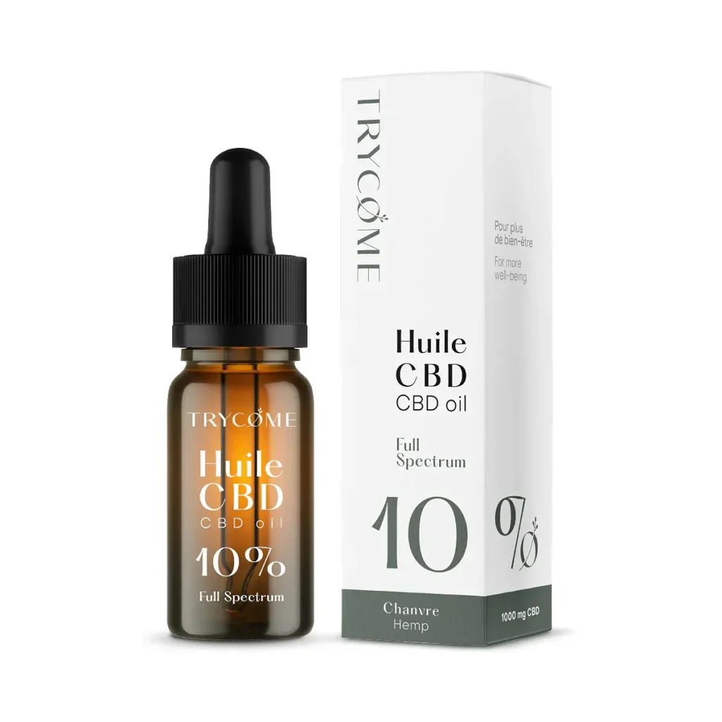 10% CBD Öl Vollspektrum Flasche und Verpackung